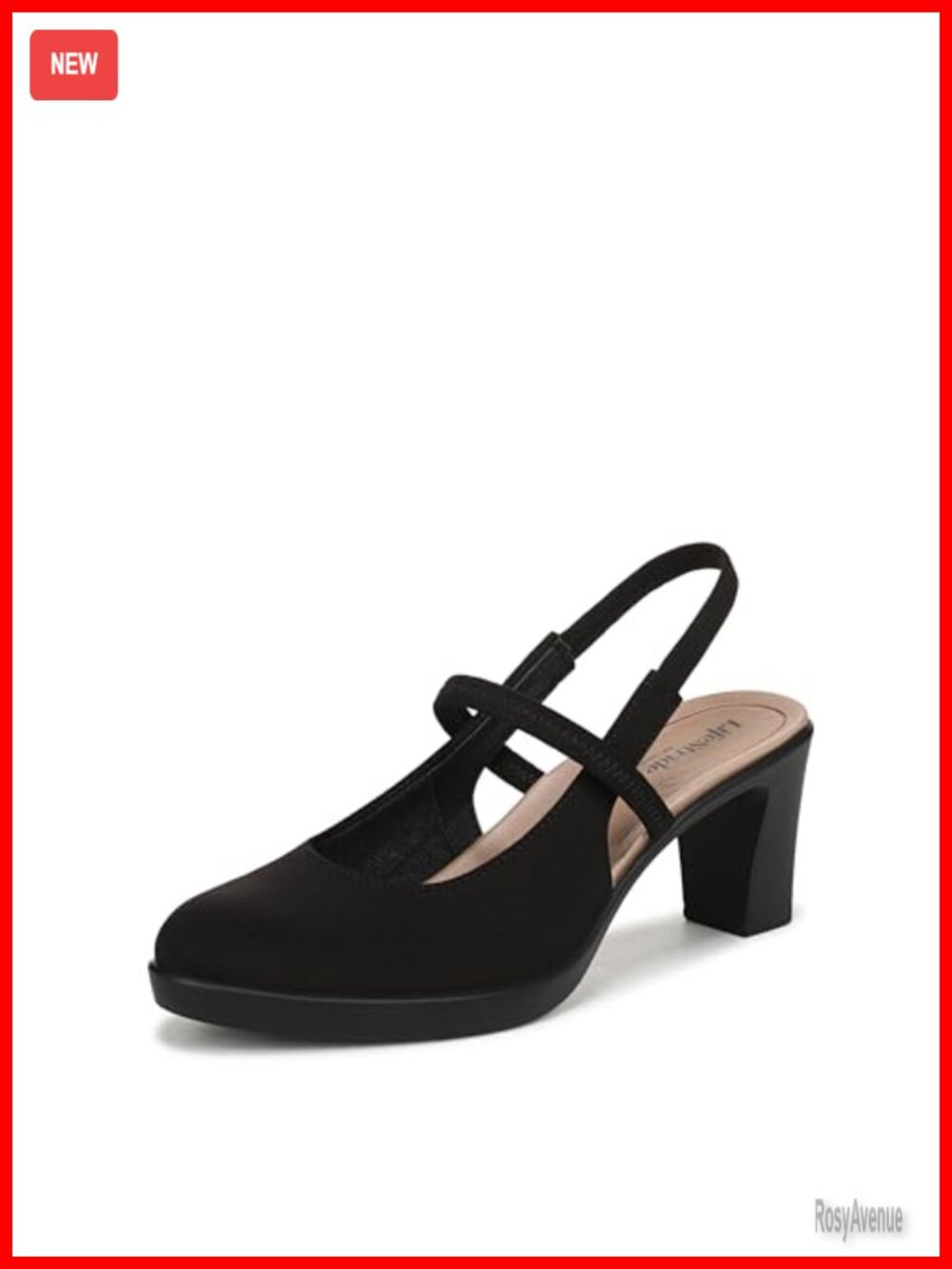 Slingback Pump Block Heel Almond Toe Stretch Comfort